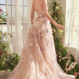 Spring Floral Applique A-Line Gown-1