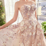 Spring Floral Applique A-Line Gown-2