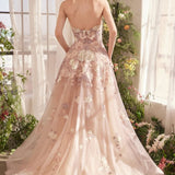 Spring Floral Applique A-Line Gown-3