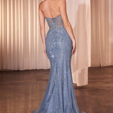 Strapless Crystal Fitted Gown