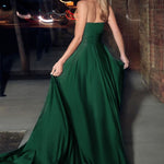 Satin Strapless Keyhole A-Line Dress-4
