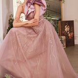 One Shoulder Rosette Mauve Ball Gown-1