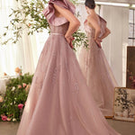One Shoulder Rosette Mauve Ball Gown-2