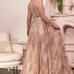 Long Sleeve Embellished Ball Gown-4