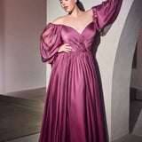 Long Sleeve A-Line Chiffon Dress-0