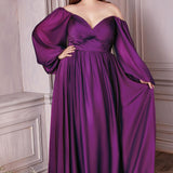 Long Sleeve A-Line Chiffon Dress-1
