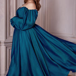 Long Sleeve A-Line Chiffon Dress-4