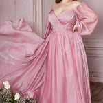 Long Sleeve A-Line Chiffon Dress-5