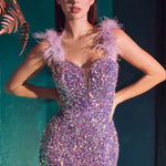 Feathered Iridescent Sequin Gown-3