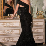 Sequin One Shoulder Mermaid Gown-7