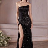 Fitted A-Symetrical Sequin Gown