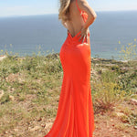 Neon Fitted Satin Dress-5