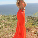 Neon Fitted Satin Dress-5