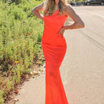 Neon Fitted Satin Dress-2