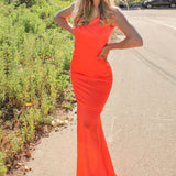 Neon Fitted Satin Dress-2
