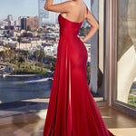 One Shoulder Stretch Satin Gown-2